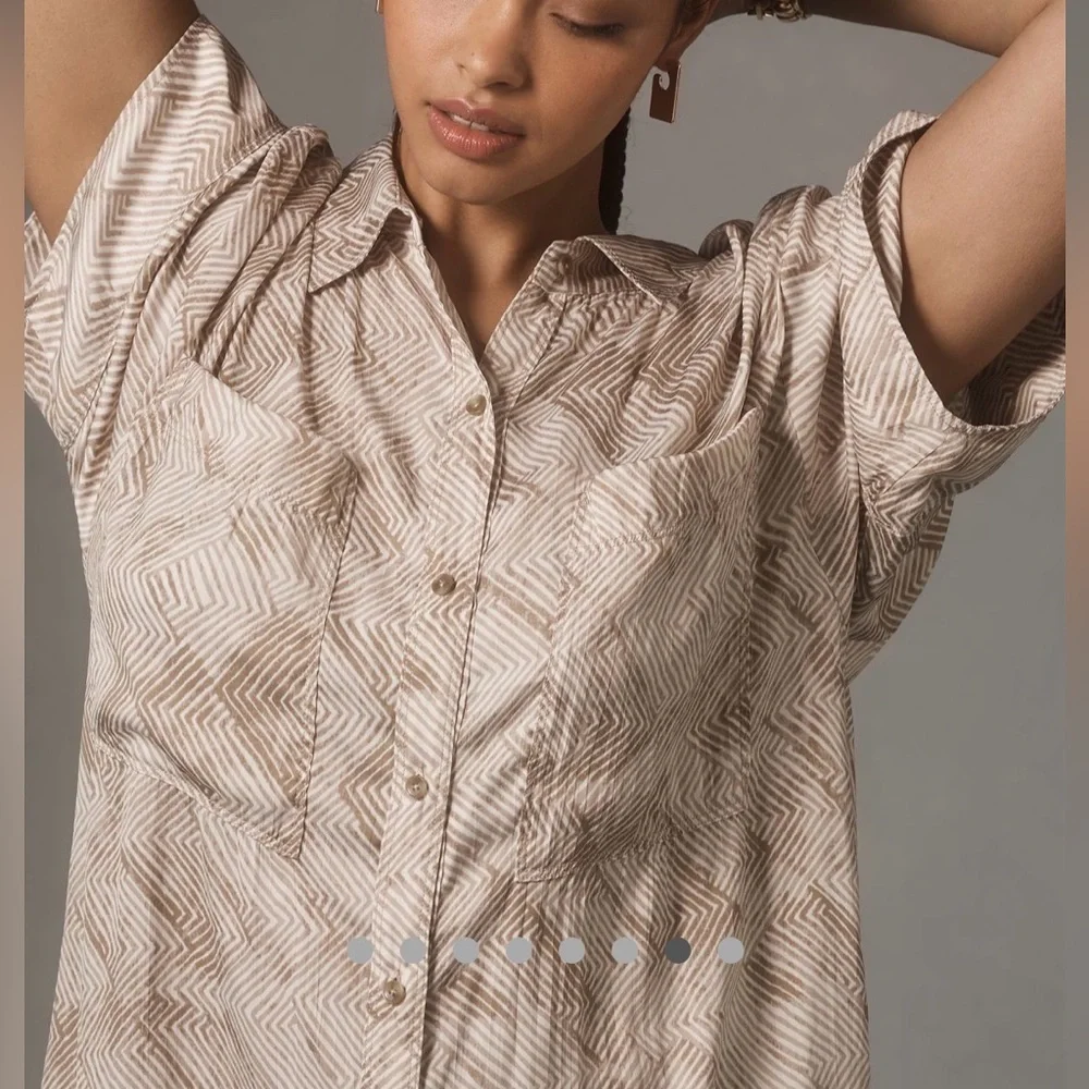 Pilcro short sleeve silky surf shirt dress, size Large - Picture 5 of 12